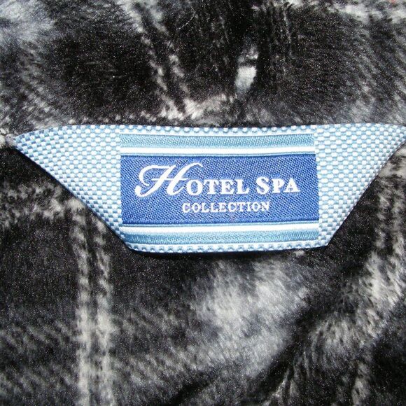 HOTEL SPA Robe, OS, Fleece, Plaid, Wrap style/Belt, Long sleeve, Pockets - Picture 6 of 8